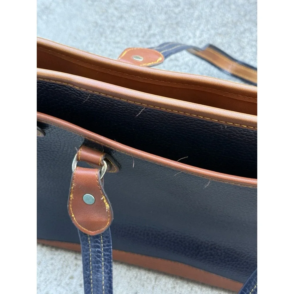 Beautiful Dooney & Bourke Navy Pebbled Leather Shoulder Satchel Briefcase